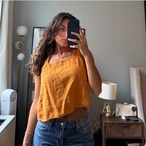 Linen Yellow Sleeveless Top